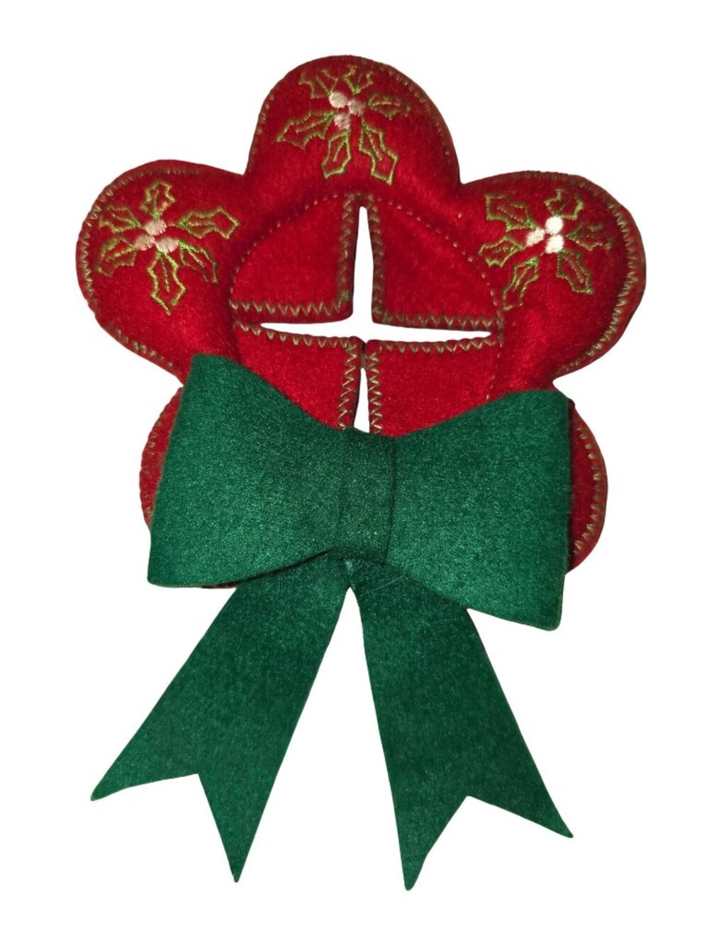 Vintage 1970s Christmas Star Heart Felt Door Knob Covers, 2 Pcs - Picture 6 of 7